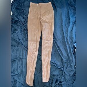 Fashion Nova Tan Faux Leather Pants